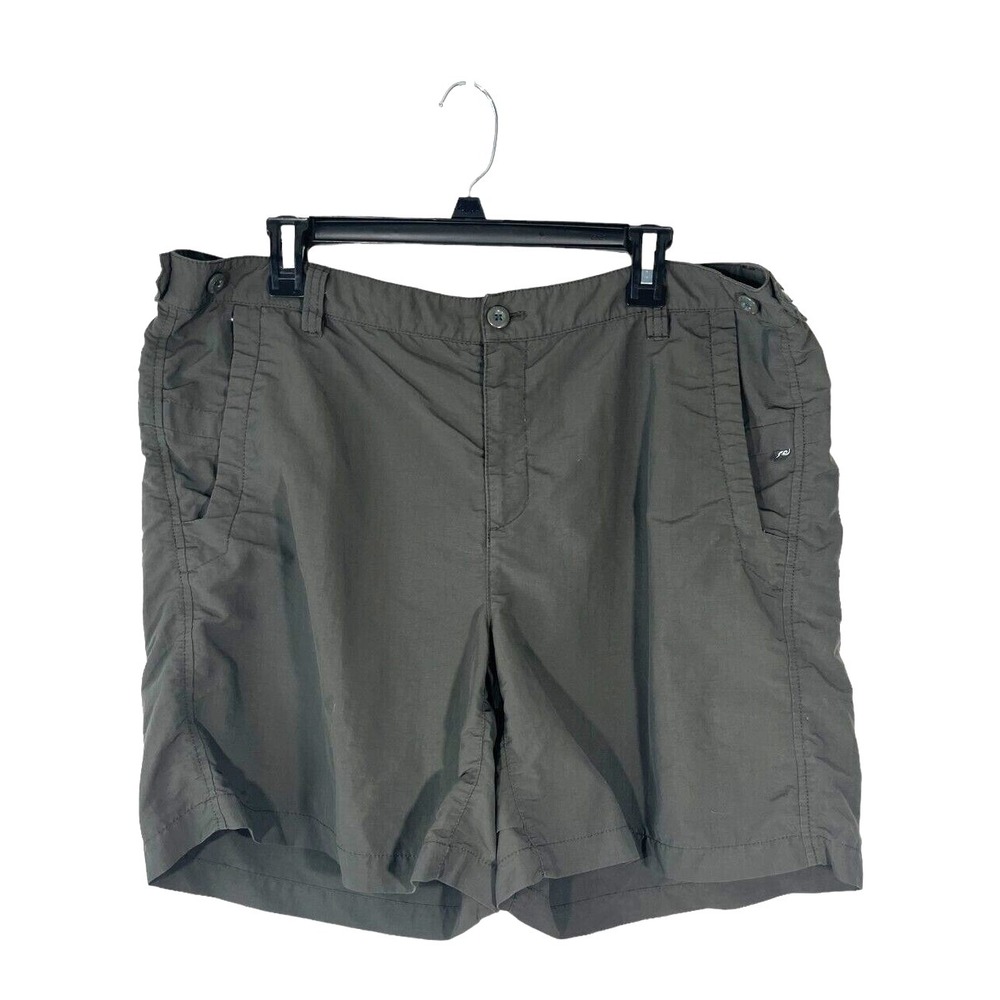 Eddie Bauer Sport Women's Nylon Shorts Gray Pockets 18 Tall Adjustable Waist
